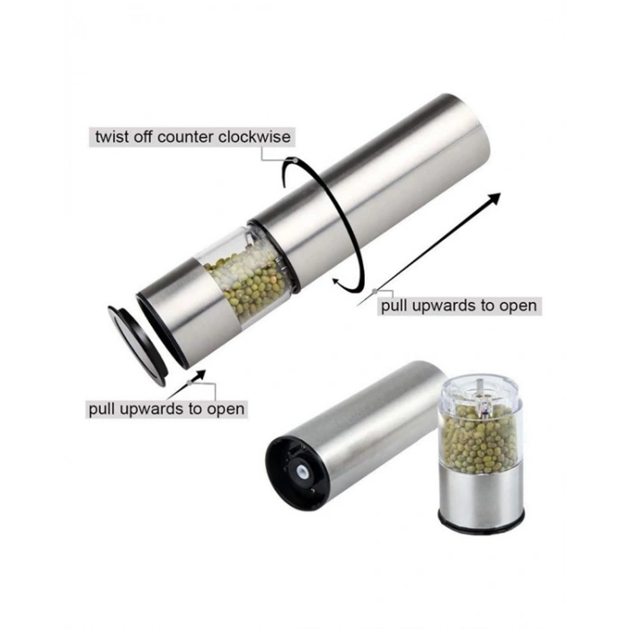 Şeffaf Hazneli Elektrikli Tuz Karabiber Öğütücü Pilli Taşınabilir Mutfak Aleti