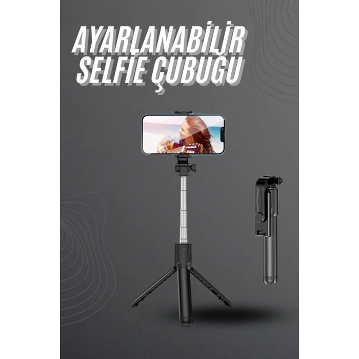 Selfie Çubuğu Tripod Bluetooth Kumandalı Selfie Çubuğu Telefon Tutucu