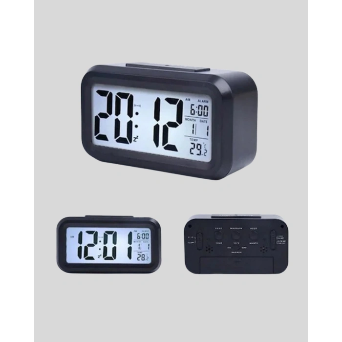 Sensörlü Dijital Masa Saati Alarm ve Sıcaklık Göstergeli