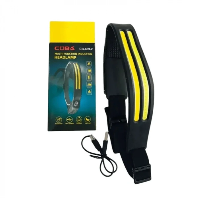 Sensörlü Far COB Led Far Şarj Edilebilir Kafa Feneri 18650 Dahili Pil Açık Hava Balıkçılık Kamp Baş Feneri Fener (5047)