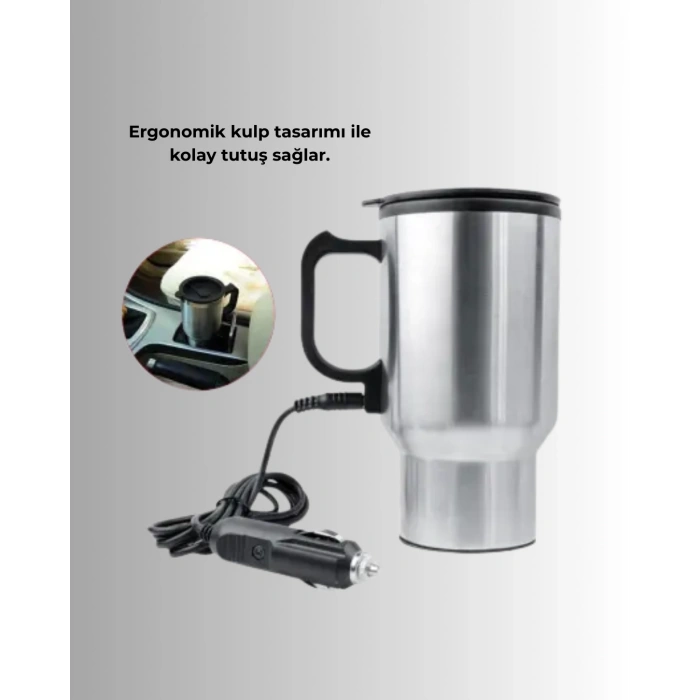 Seyahat Tipi Araç Çakmaklı Isıtıcı Çelik Termos Bardak
