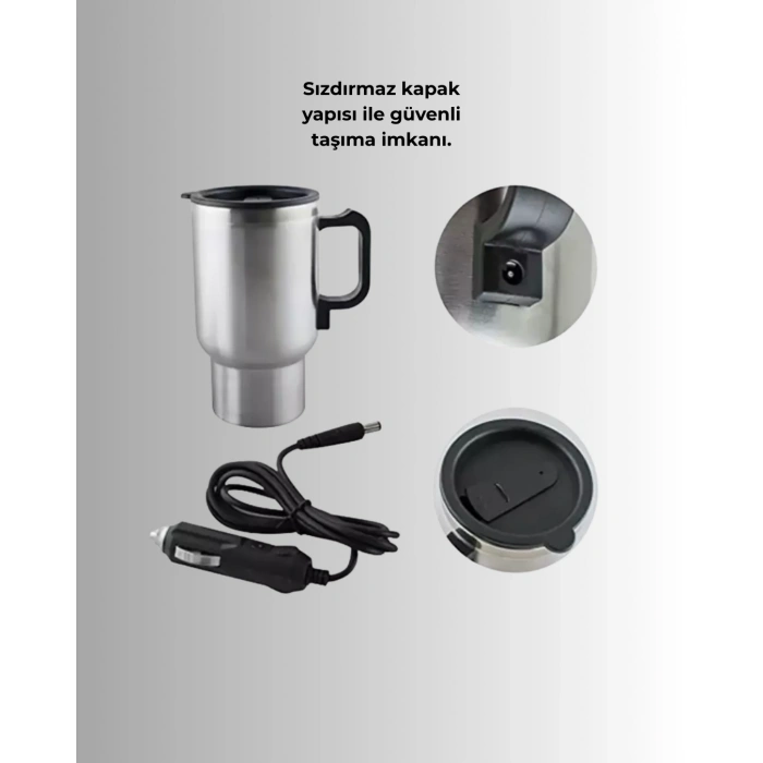 Seyahat Tipi Araç Çakmaklı Isıtıcı Çelik Termos Bardak