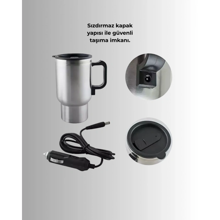 Seyahat Tipi Araç Çakmaklı Isıtıcı Çelik Termos Bardak