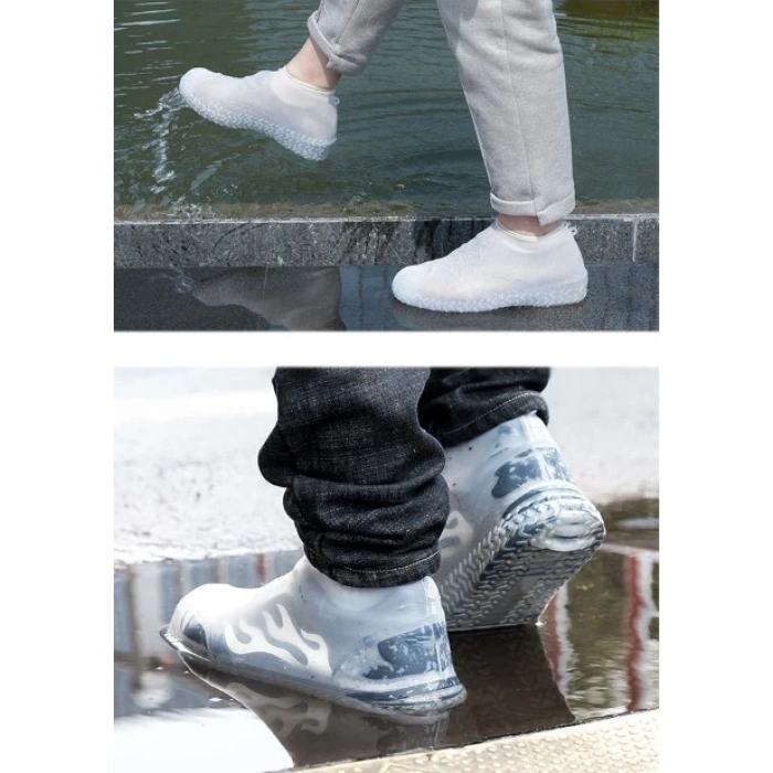 Silikon Ayakkabı Kılıfı Kaymaz Su Kir Geçirmez  M Beden Beyaz (5047)