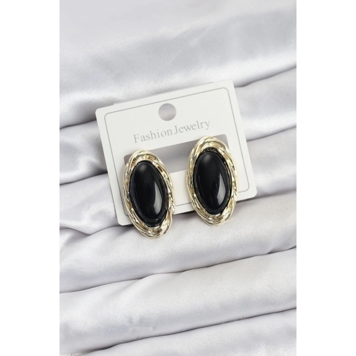 Siyah Badem Model Vintage Kadın Küpe