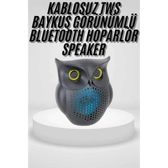 Siyah Bluetooth Hoporlör Baykuş Speaker Bluetooth 5.0 Bağlantılı