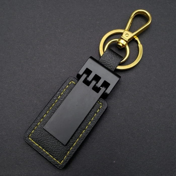 Siyah Gold Deri Metal Anahtarlık