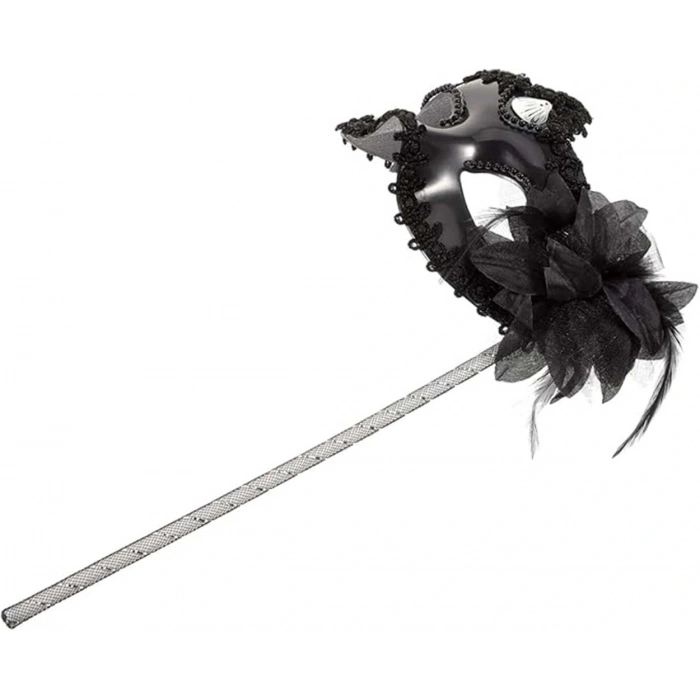 Siyah Işıltılı Tutmalı Fotoğraf Çekimi Maskesi 18x29 cm (5047)