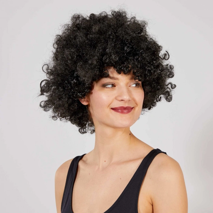 Siyah Renk Kıvırcık Afro Bonus Peruk Bx40