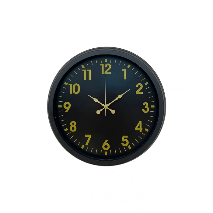 Siyah Standart 40 Cm Metal Dekoratif Duvar Saati