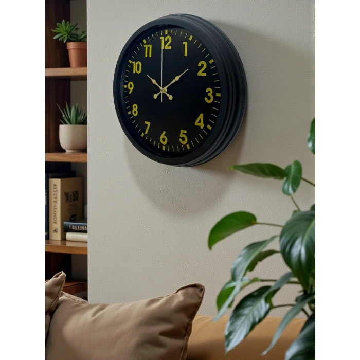 Siyah Standart 40 Cm Metal Dekoratif Duvar Saati