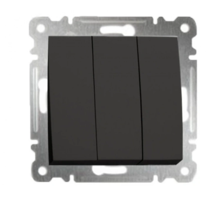 Siyah Üçlü Anahtar Parlak Çerçevesiz - Priz ve Anahtar İçin Uyumlu Çerçeve