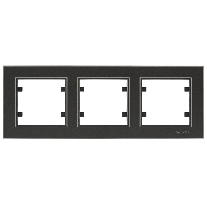 Siyah Üçlü Yatay Çerçeve - Priz ve Anahtar İçin Uyumlu Çerçeve