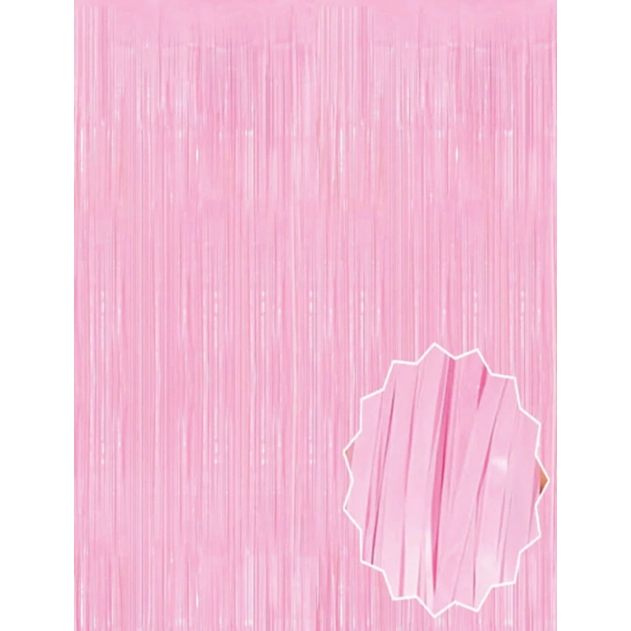 Soft Pembe Püsküllü Kapı Perdesi - Parti, Baby Shower, Cinsiyet Partisi 1x2 M