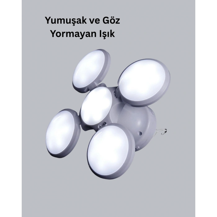 Solar Güneş Enerjili ve USB Şarjlı 5 Kanatlı LED Kamp Lambası