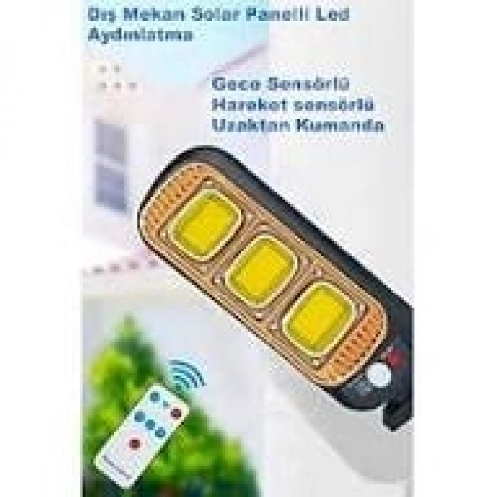 Solar Panel Su Geçirmez Uzaktan Kumandalı LED Hareket Sensörü Bahçe Ve Dış Mekan Lambası (0177)