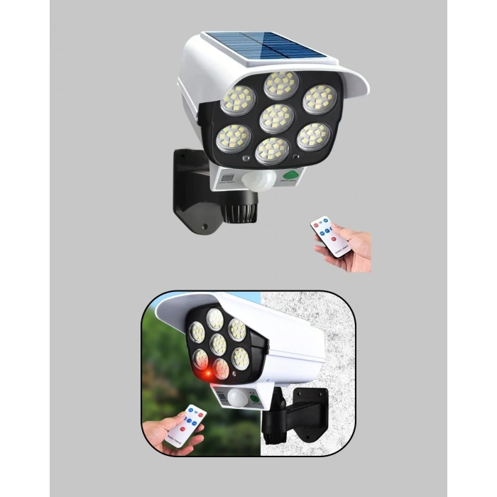 Solar Şarjlı Kamera Tasarımlı LED Duvar Lambası Hareket Sensörlü Dış Mekan Aydınlatma