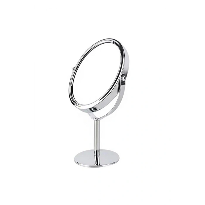sonx Oval Masaüstü Ayaklı 360° Dönebilen çift taraflı büyüteçli krom ayna 18X10cm