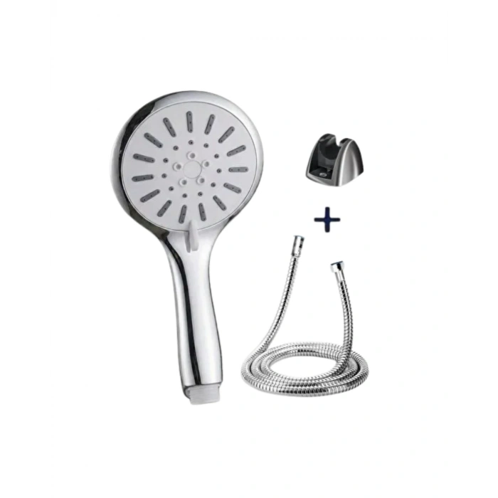 Spiral Hortumlu 4 Kademeli Krem El Duşu Başlığı Banyo Duş Seti