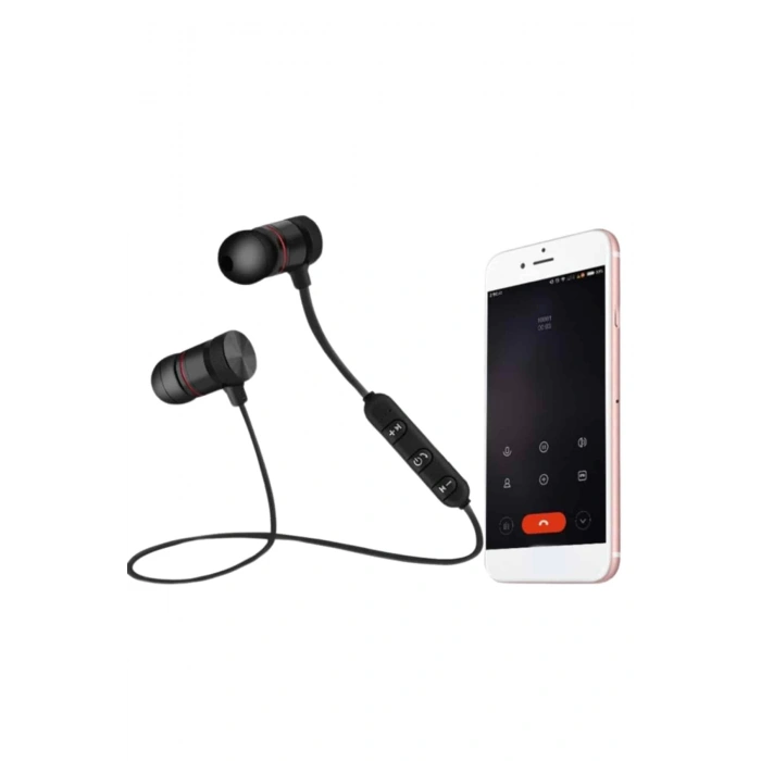 Sports Mıknatıslı Siyah Bluetooth Kulaklık Kablolu Uzun Pil Ömrü