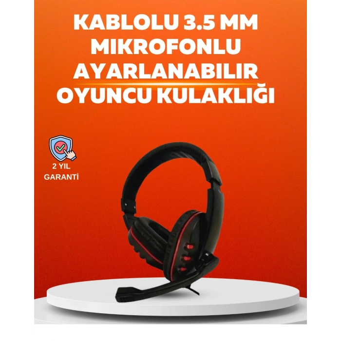 Stereo Kırmızı Gaming Kulaklığı Yumuşak Pedli Mikrofonlu