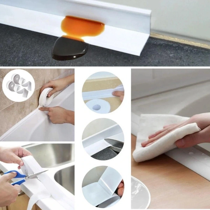 Su Sızdırmaz Banyo Mutfak Lavabo Küvet İzolasyon Şerit Bant,Lavabo Kenar Bandı 3.2 mt x 38 mm (5047)