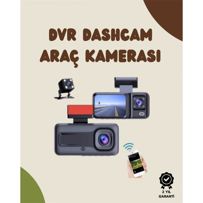 Sürüş ve Park Halinde Kesintisiz Güvenlik İçin 3 Kameralı Profesyonel Dashcam
