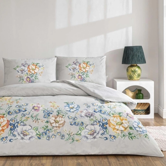 Taç Çift Kişilik Ranforce Nevresim Takımı Fiora Gri