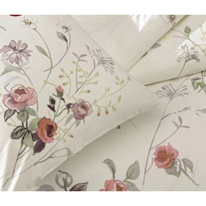 Taç Çift Kişilik Ranforce Nevresim Takımı Kiara Ekru