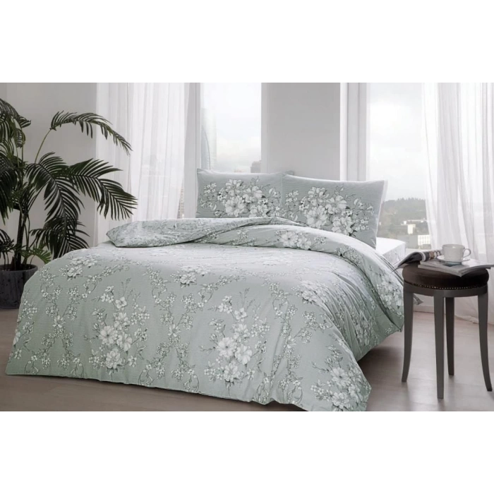 Taç Çift Kişilik Ranforce Nevresim Takımı Lily Gri