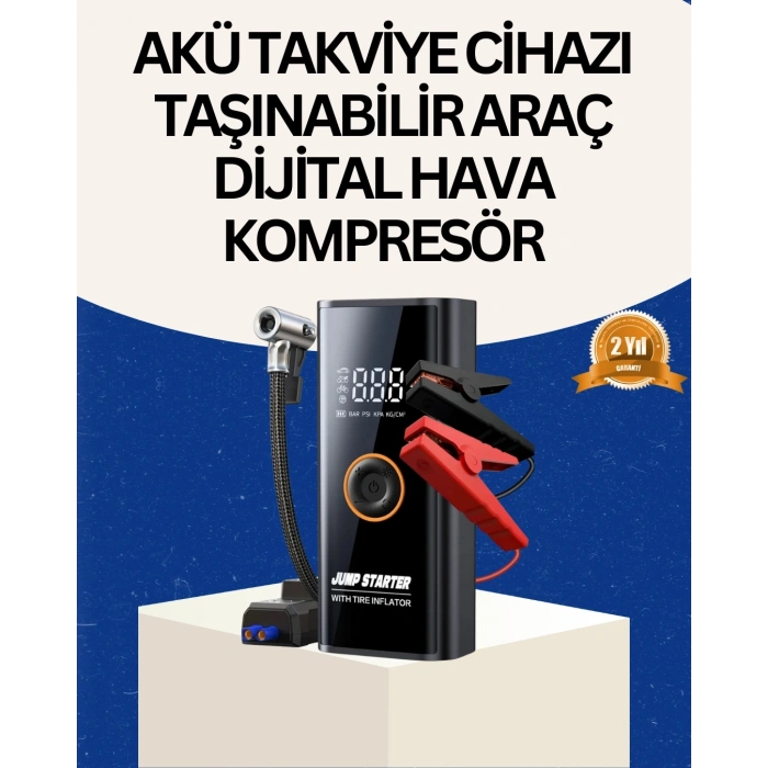 Taşınabilir Akü Takviye ve Akıllı Lastik Şişirme Pompası
