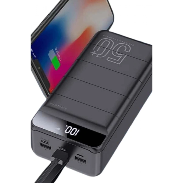 Taşınabilir Powerbank 50.000 mAh 4 Girişli Hızlı Şarj Led Göstergeli Fenerli Şarj