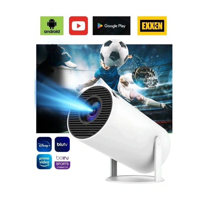 Taşınabilir Sinema Projektörü Pro Telefon Destekli Android 11 Akıllı Projeksiyon