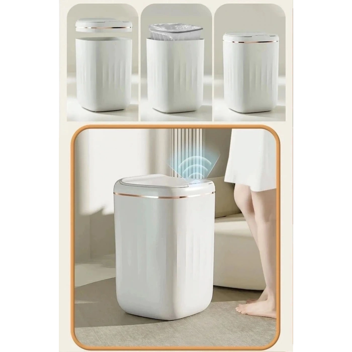 Temassız Sensörlü 20 Litre Çöp Kovası UV Işıklı Koku Geçirmez Mutfak Banyo Kullanımı