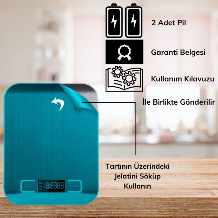 TF 1002 Hassas Ölçümlü Maksimum 5 Kg Kapasiteli Led Ekran Platin Dijital Mutfak Tartısı (5047)