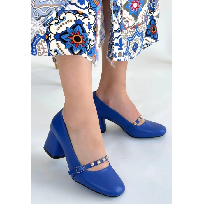 Tino Mavi Cilt Topuklu Ayakkabı