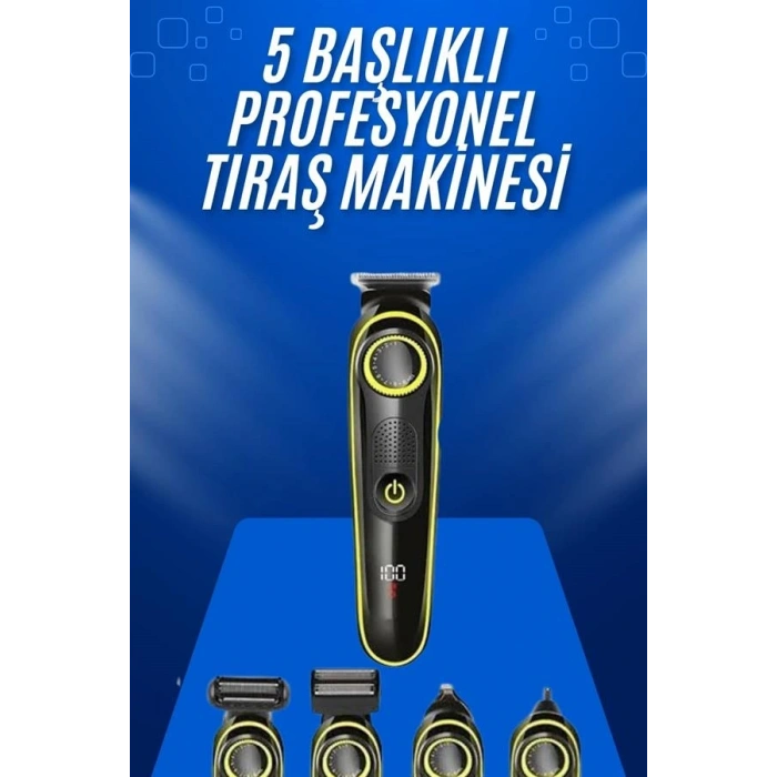 Tıraş Makinesi Şarjlı 5 Başlıklı Burun ve Kulak Temizleme