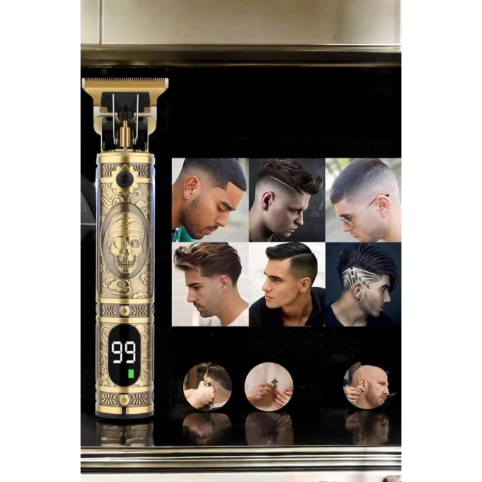 Tıraş Makinesi Şarjlı Profesyonel Saç Kesme Makinesi Gold Çizik Tıraş