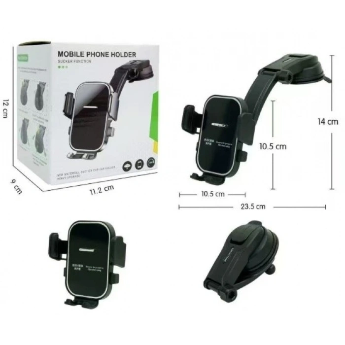 Torpido Üstü Vakumlu Araç Telefon Tutucu Ayarlanabilir Uzun Kollu