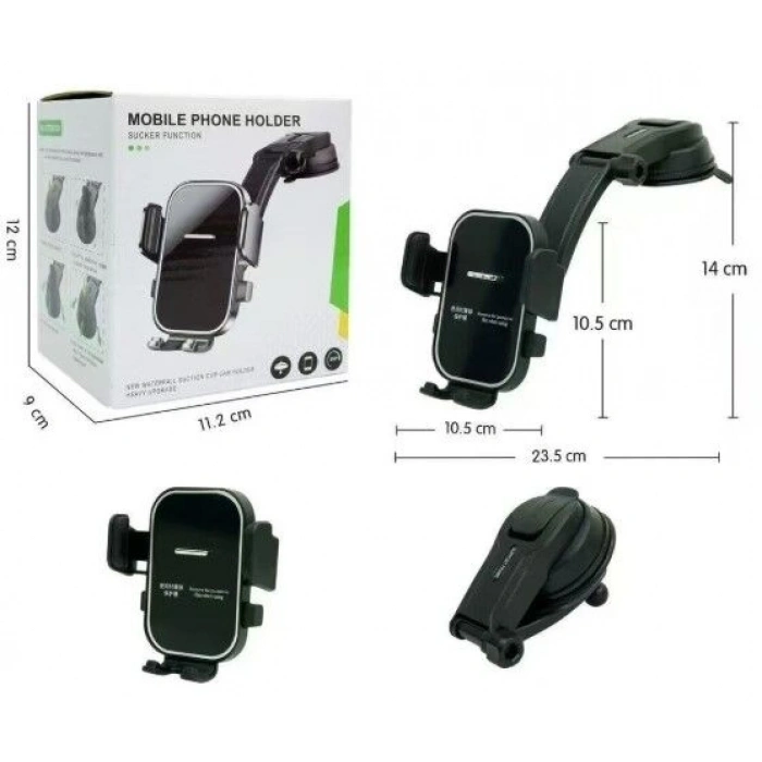 Torpido Üstü Vakumlu Araç Telefon Tutucu  Ayarlanabilir Uzun Kollu CM-393