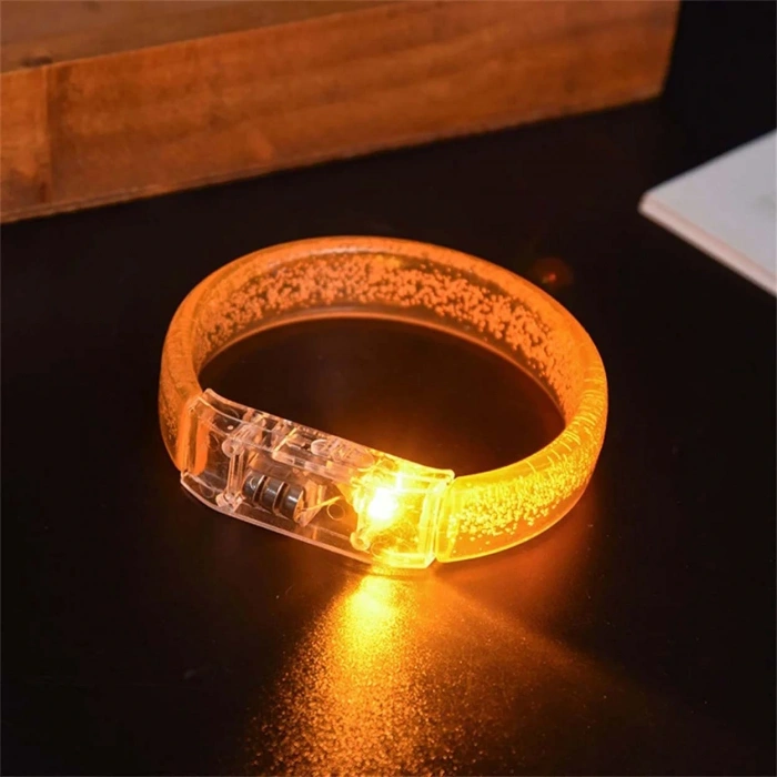 Turuncu Led Işıklı Baskı Yapılabilen Pilli Bileklik Bilezik 1,5 cm Genişlik (5047)