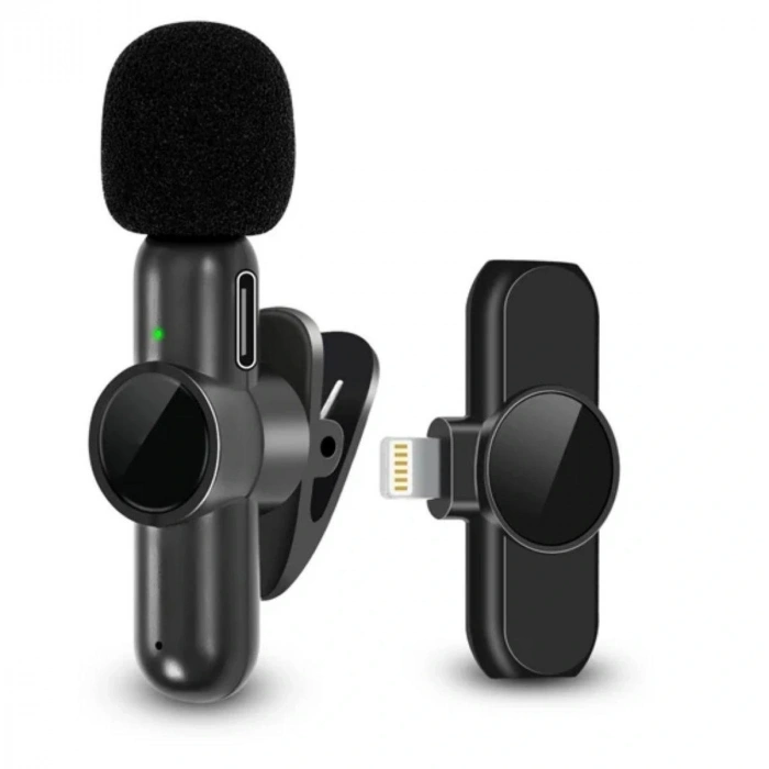 Type C Uyumlu İphone Dönüştürücülü Kablosuz Yaka Mikrofonu Android ve İphone Uyumlu Mini Mikrofon (5047)