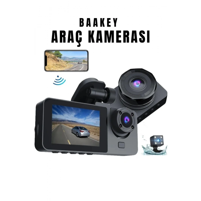 Üç Kameralı Wi‑Fi Araç İçi Kamera – GPS Takip & G-Sensor Özellikli Güvenlik Çözümü