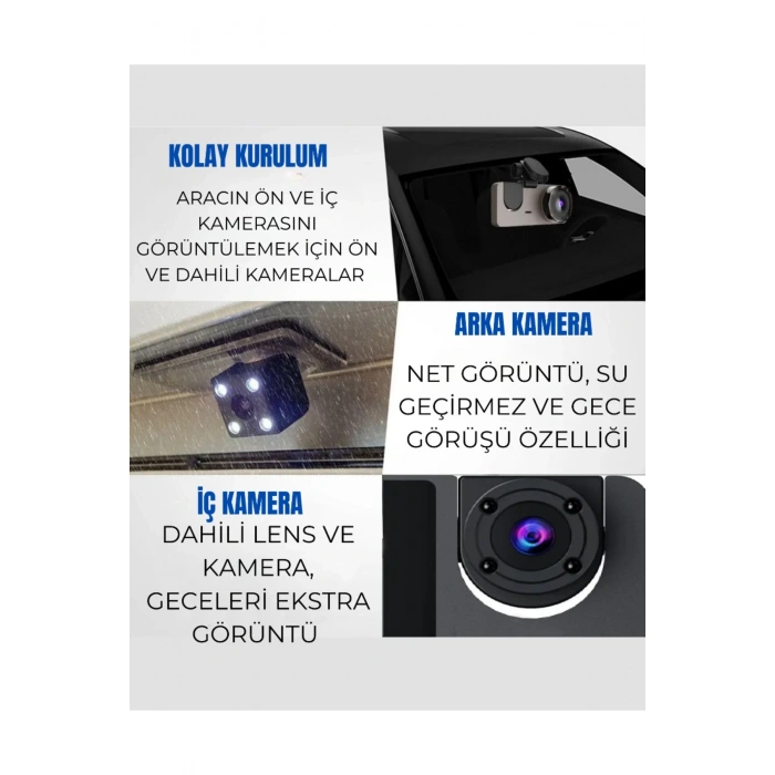 Üç Kameralı Wi‑Fi Araç İçi Kamera – GPS Takip & G-Sensor Özellikli Güvenlik Çözümü