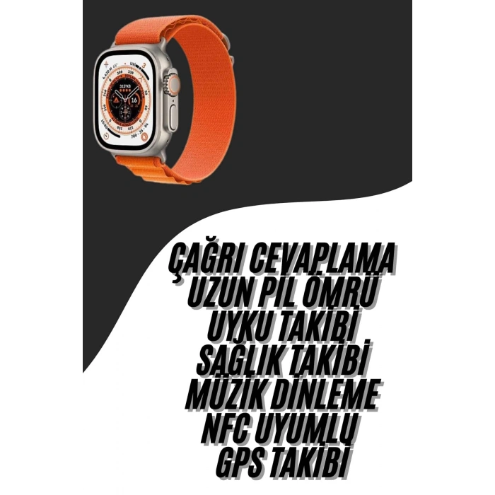 Ultra Max Kordon Kilitli Akıllı Saat Amoled Ekran Titreşimli Çağrı Cevaplayabilen