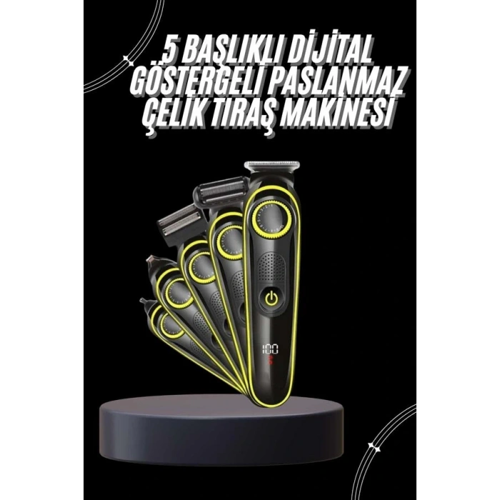 Unısex Çok Fonksiyonlu Bakım Seti Led Göstergeli Tıraş Makinesi Saç Sakal Vücut