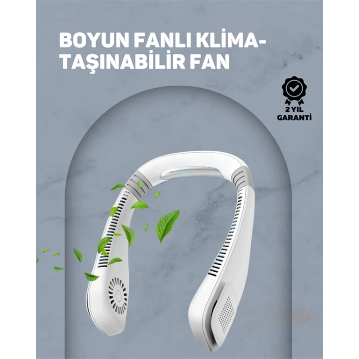 USB Şarjlı Giyilebilir Fan | 5 Kademeli Rüzgar Hızı, Sessiz Turbo Soğutma, 360° Hava Sirkülasyonu