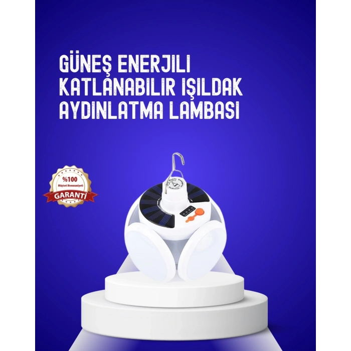 USB ve Solar Şarjlı Katlanabilir 5 Taraflı LED Lamba