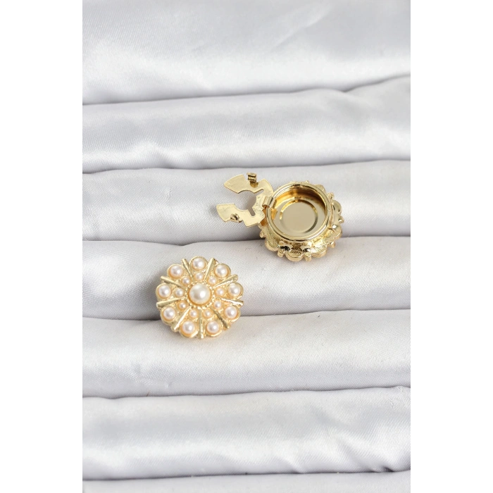 Vintage Model Gold Renk Düğme veya Manşet Broşu