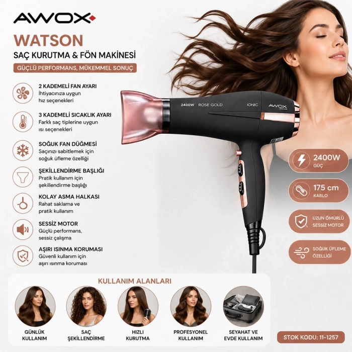 WATSON SAÇ KURUTMA - FÖN MAKİNESİ 2400W (5047)